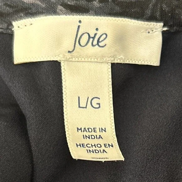 Joie SZL NWT Silky Navy Baltic Print smocked dress Dressy Office Boho Romantic - Picture 11 of 13